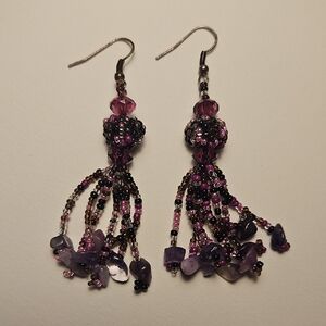 Elegant Purple Beaded Earrings